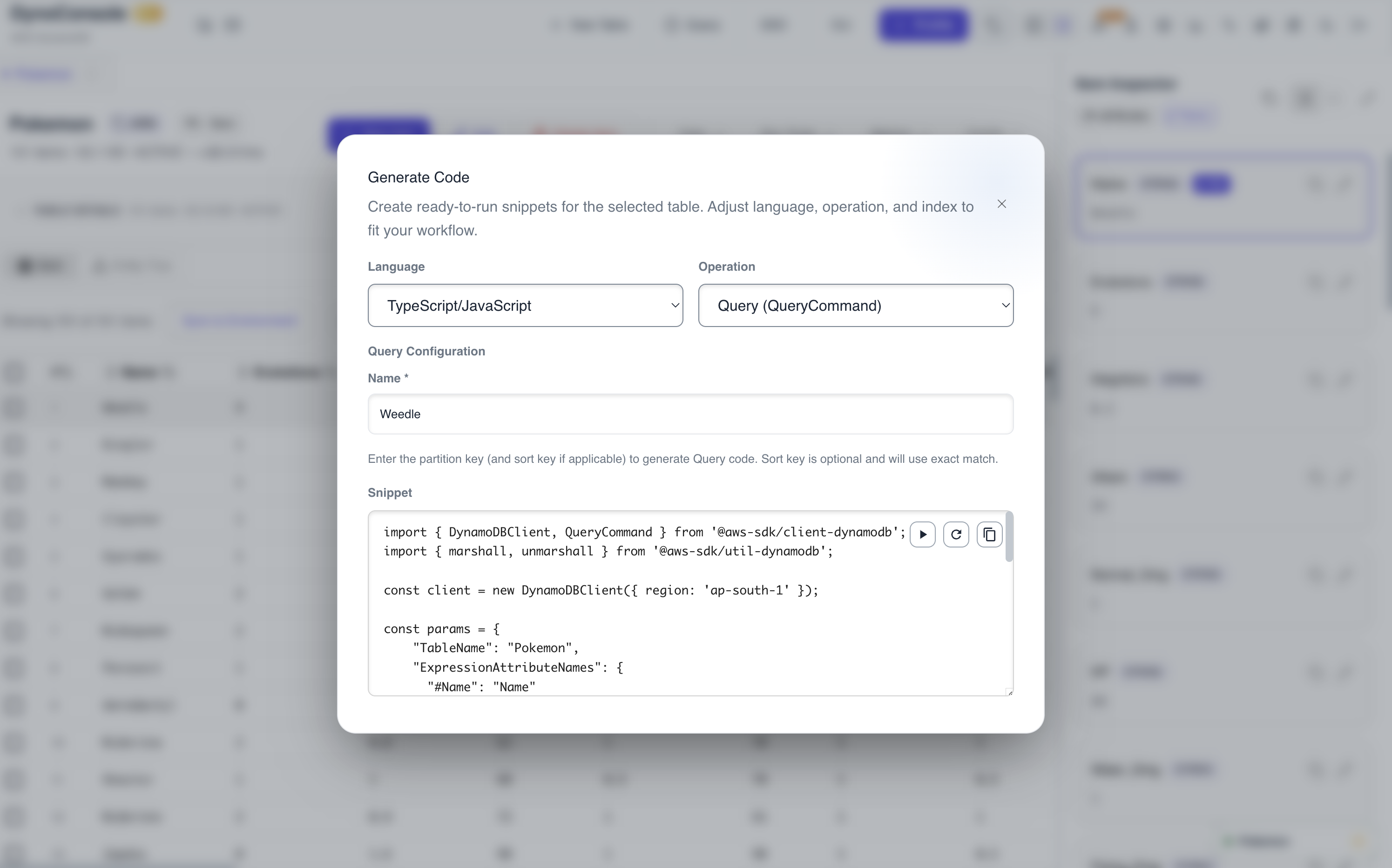 Generate DynamoDB SDK code with AI assistance